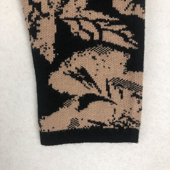Carmen Marc Valvo Women's Size Small Black Brown Printed Knit Sweater Mini Dress - Picture 3 of 8